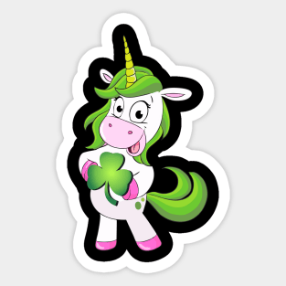 St Patricks Day Girls Dabbing Unicorn Leprechaun Lepricorn Sticker